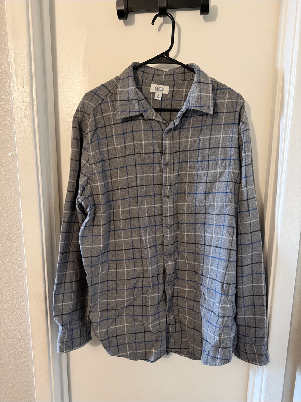croft & barrow Gray Plaid Lightweight Button-Up Shirt Jacket
